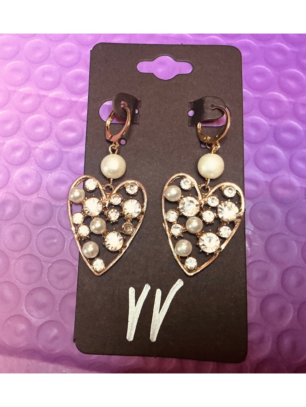 V Quad Heart Earrings